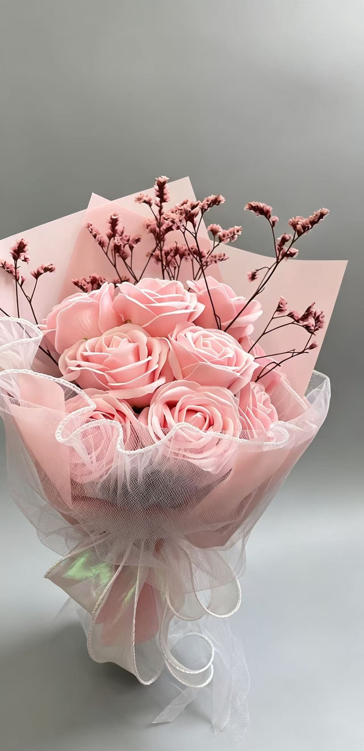 A bouquet of preserved flowers